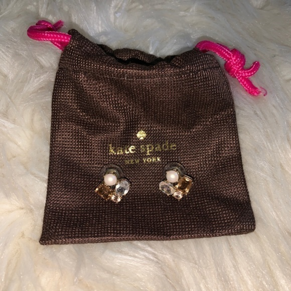 Kate spade gemstone pearl stud earrings